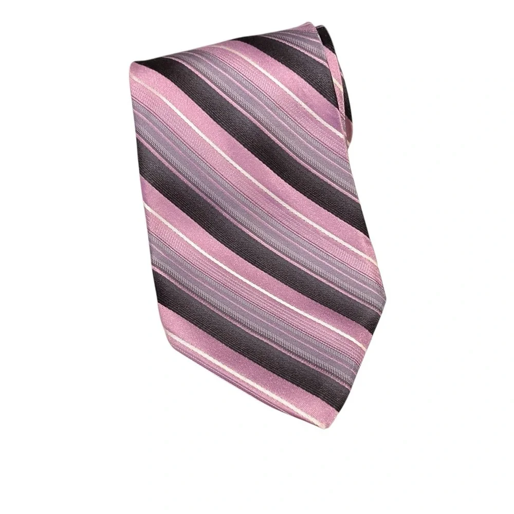 Paul Dione Men's Tie Rep 100% Silk Necktie Designer‎ Purple Black Grey White